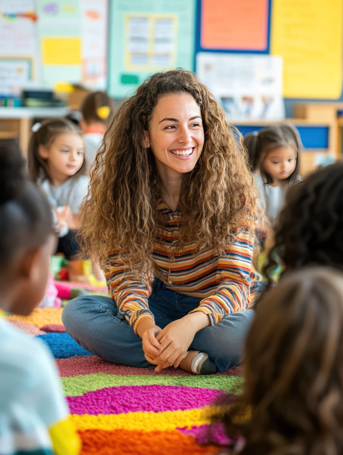 A Little Giants teacher with children in the classroom